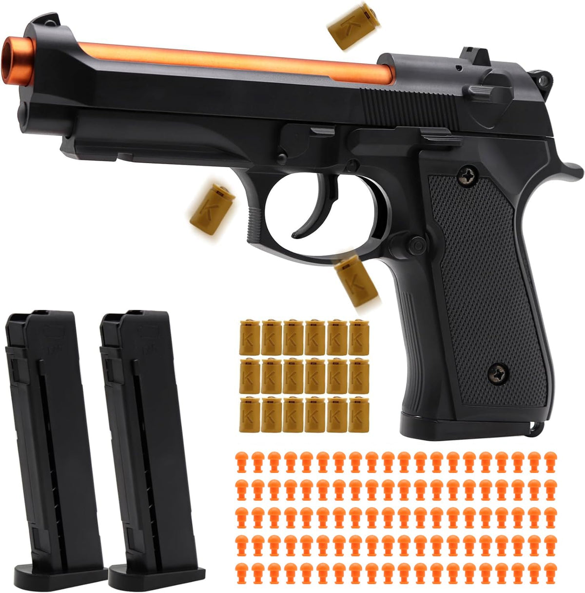 Bugrtey automatic shell ejecting toy gun closeup showing realistic action for immersive pretend play