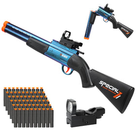 Bugrtey double-barrel shotgun toy with 60 soft darts for safe outdoor play.