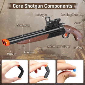 Bugrtey double-barreled toy gun side view highlights ergonomic handling for safe practice
