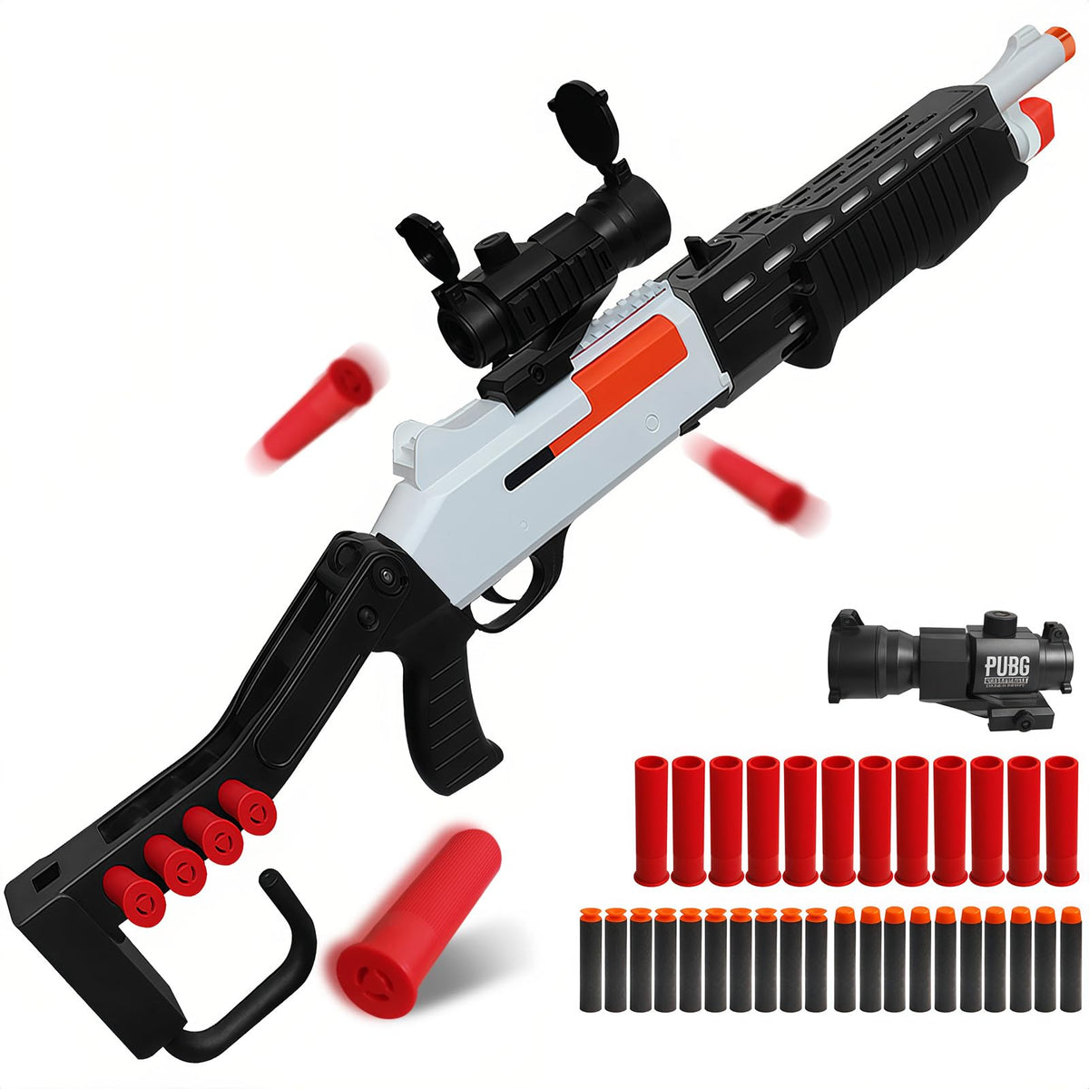 Bugrtey shell ejecting shotgun with scope for precise target practice