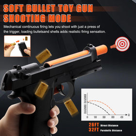 Bugrtey shell ejection action shot demonstrates exciting firing motion without manual reloading