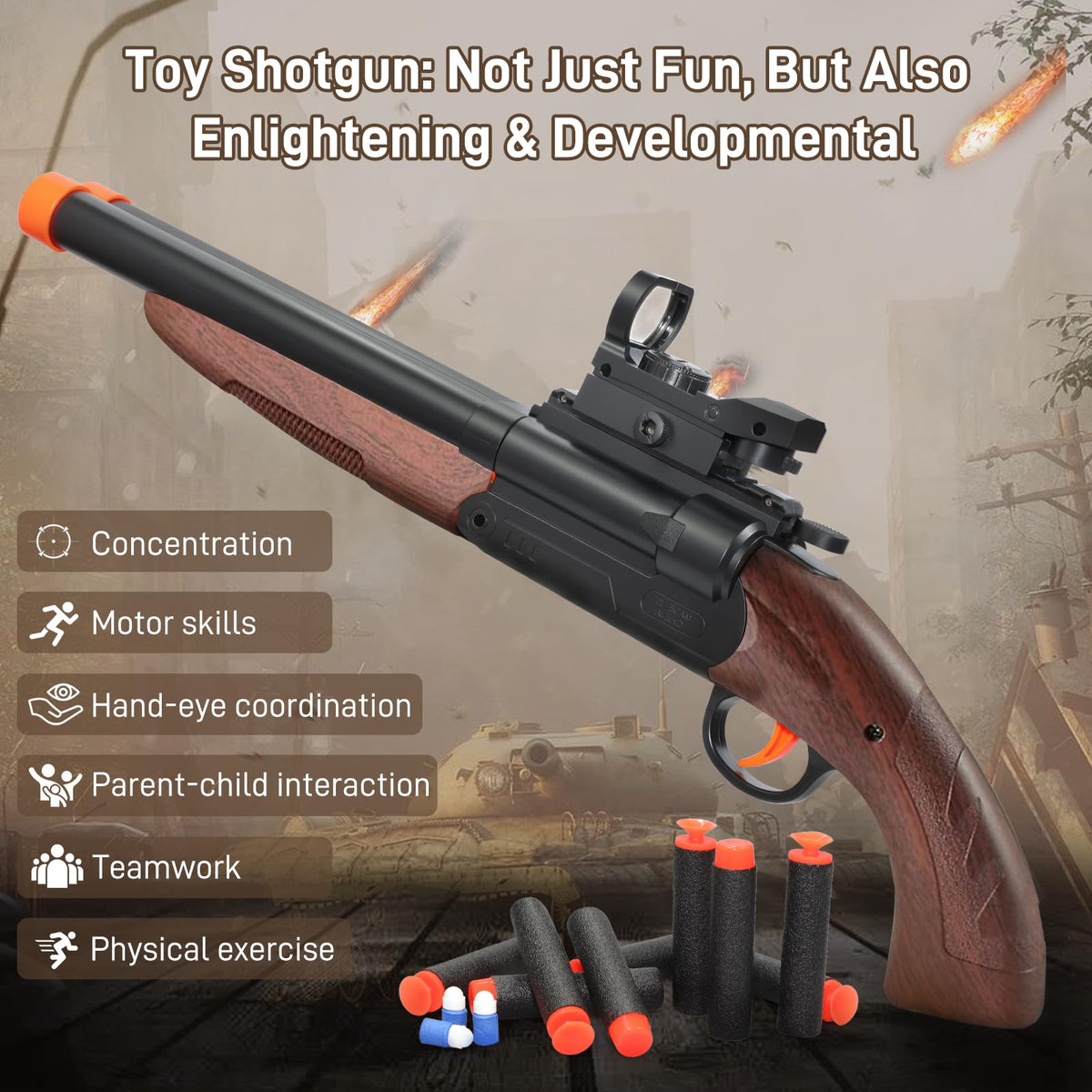 Bugrtey toy gun two modes display offers versatile play options