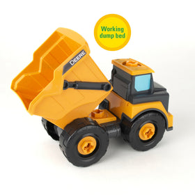 Build-A-Buddy John Deere Dump Truck dump bed for pretend hauling.