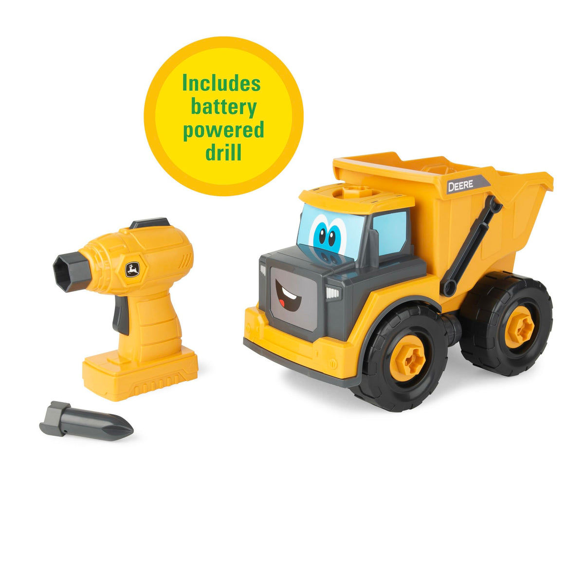 Build-A-Buddy John Deere Dump Truck officially licensed branding for kids.