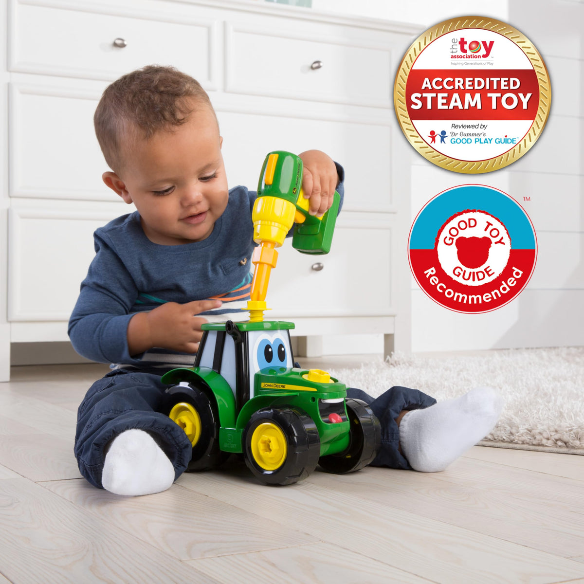 BUILD-A-BUDDY John Deere tractor toy drill included for take-apart play