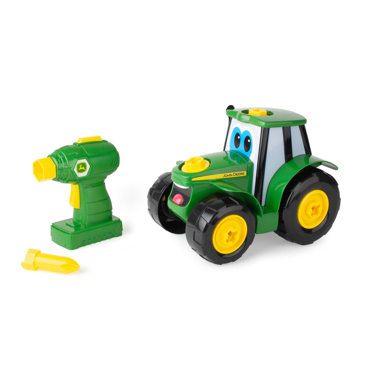BUILD-A-BUDDY John Deere tractor toy pieces laid out for building fun and STEM exploration