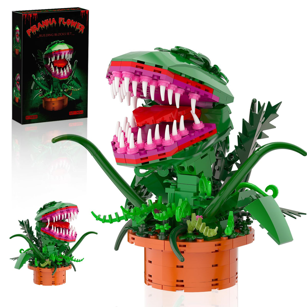 BUILDIFY Audrey II cannibal flower assembly for striking display and collection.