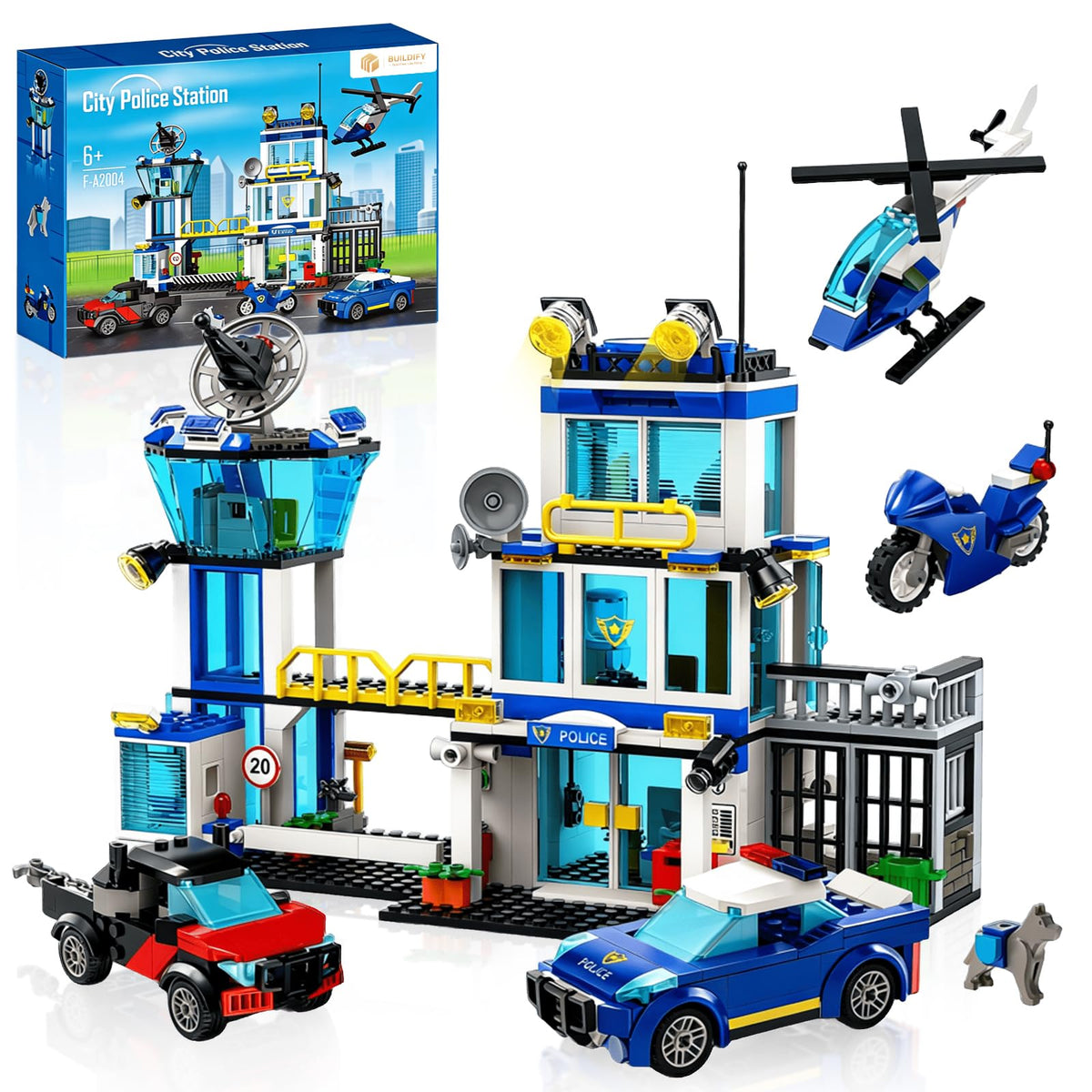 BUILDIFY City Police Station with top light ideal for immersive pretend play