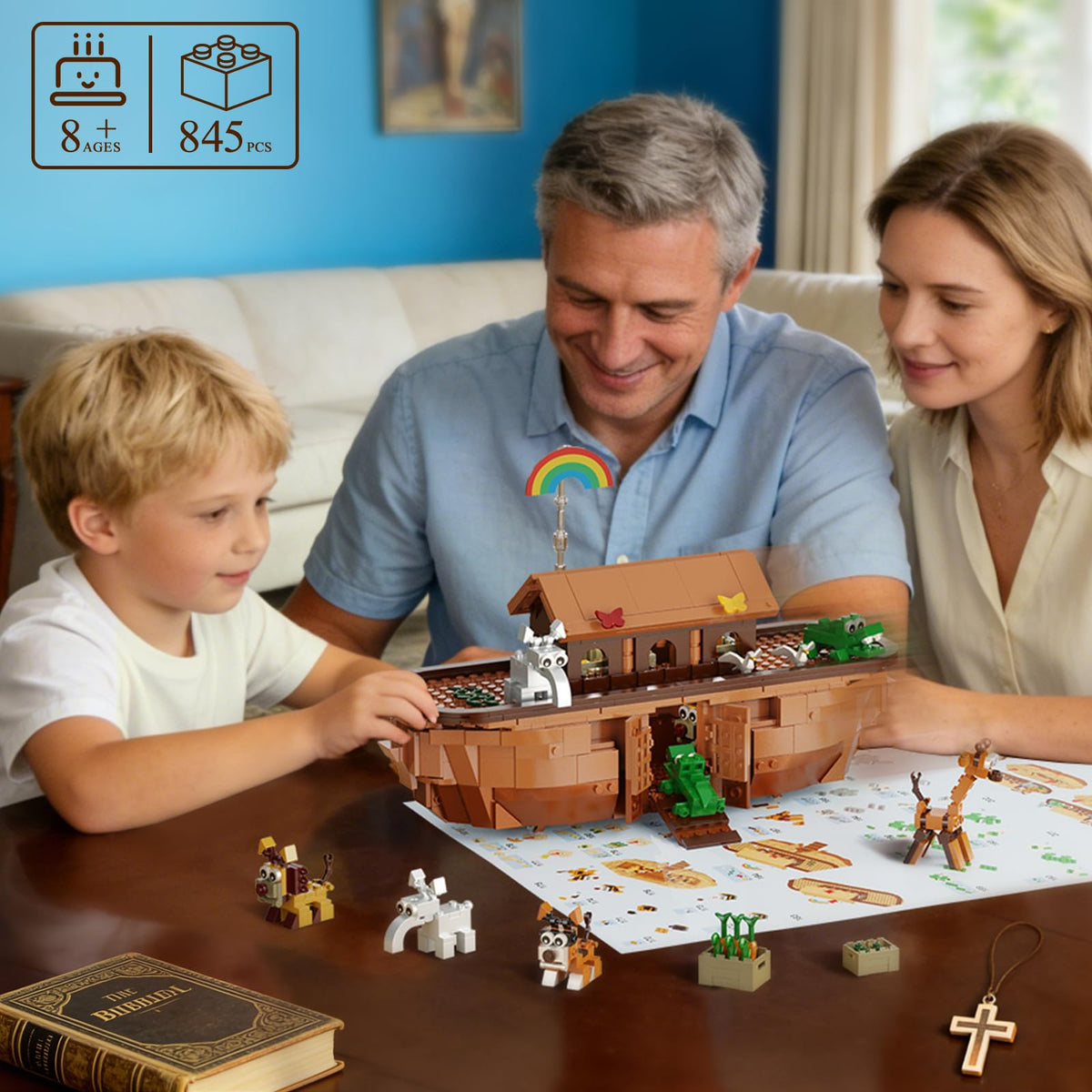 Buildify Noah's Ark hull wheels enable interactive movement during play.