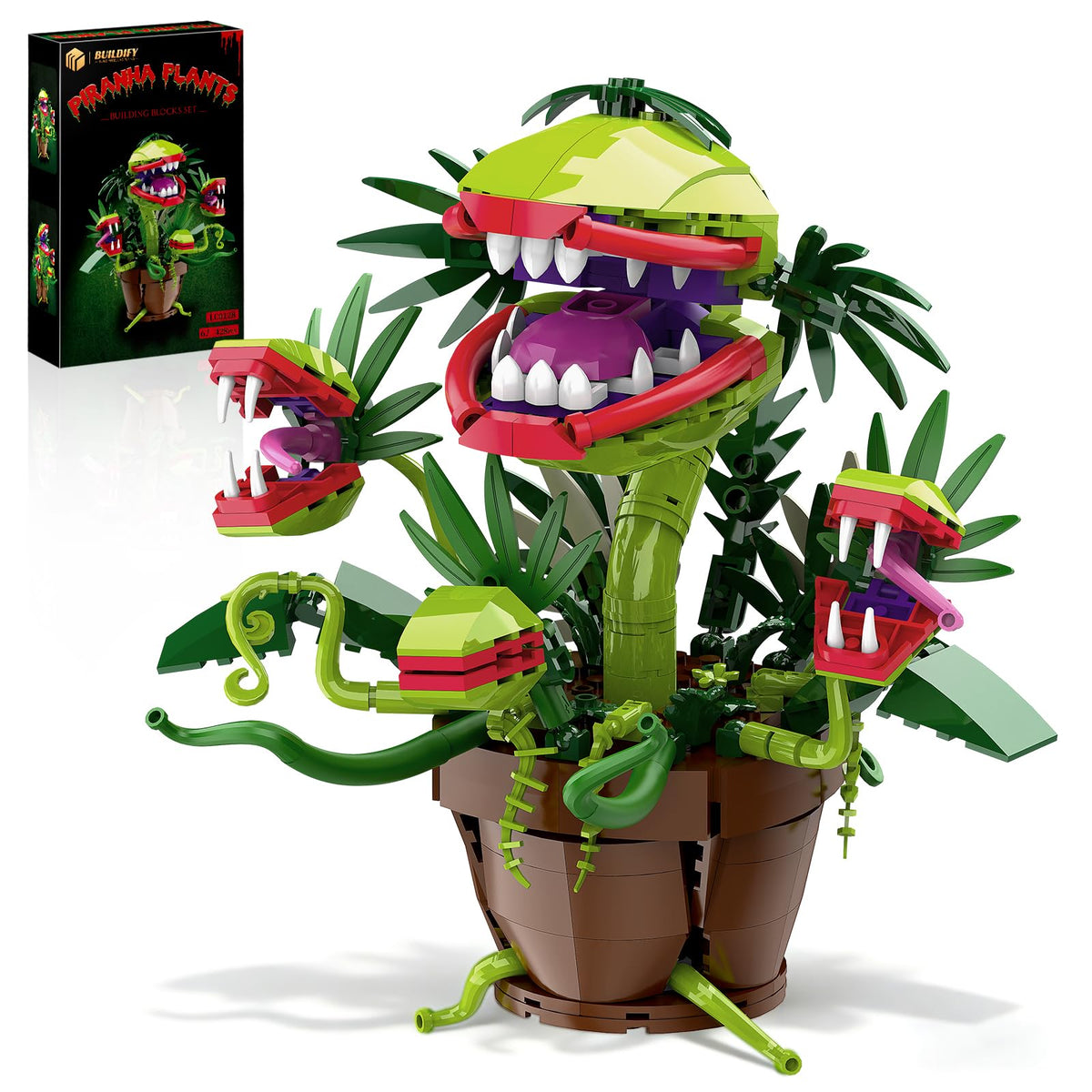 BUILDIFY Audrey II Piranha Plant model front view for display
