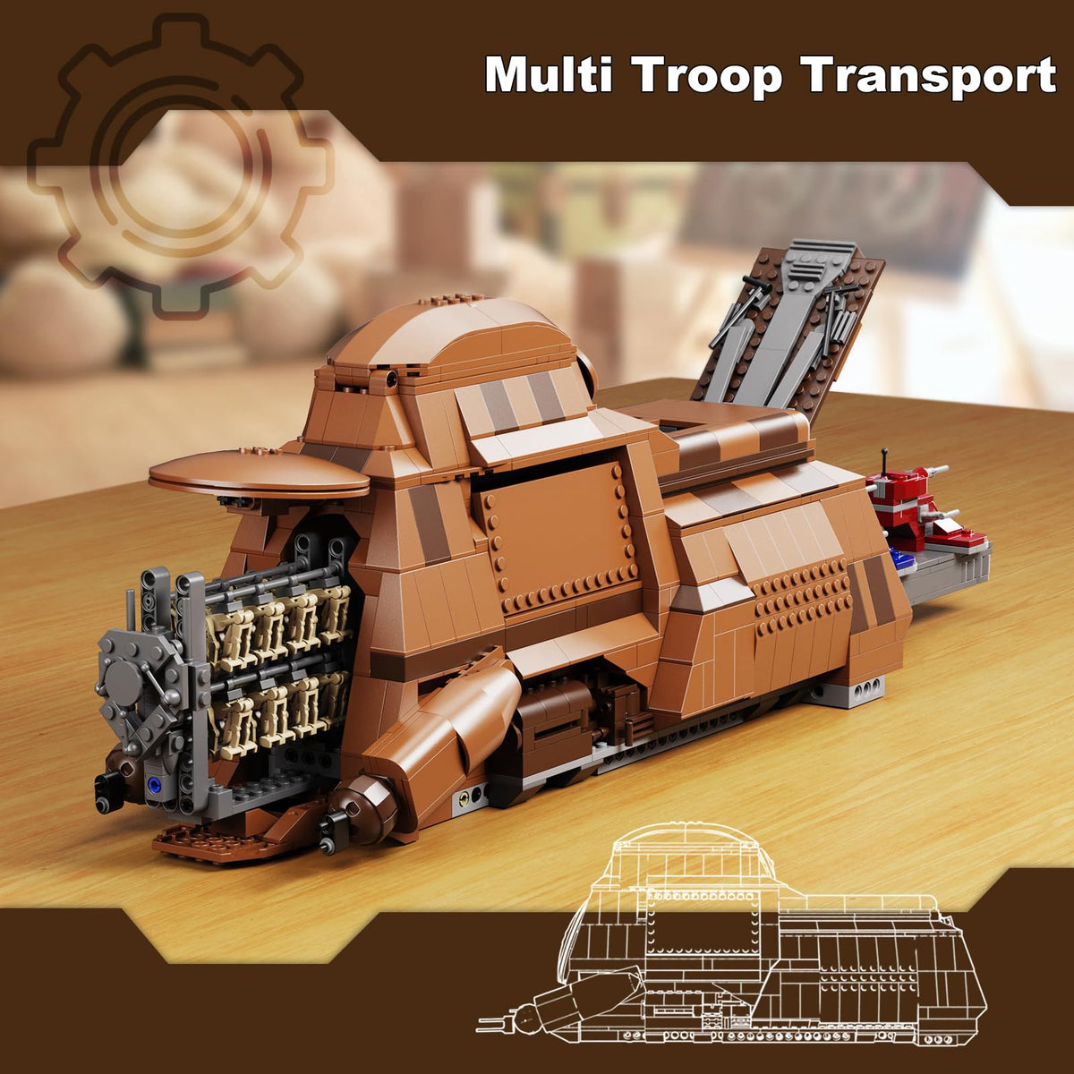 BuildingBoat Trade Federation Multi Troop Transport side view ideal for imaginative battles and deployments.