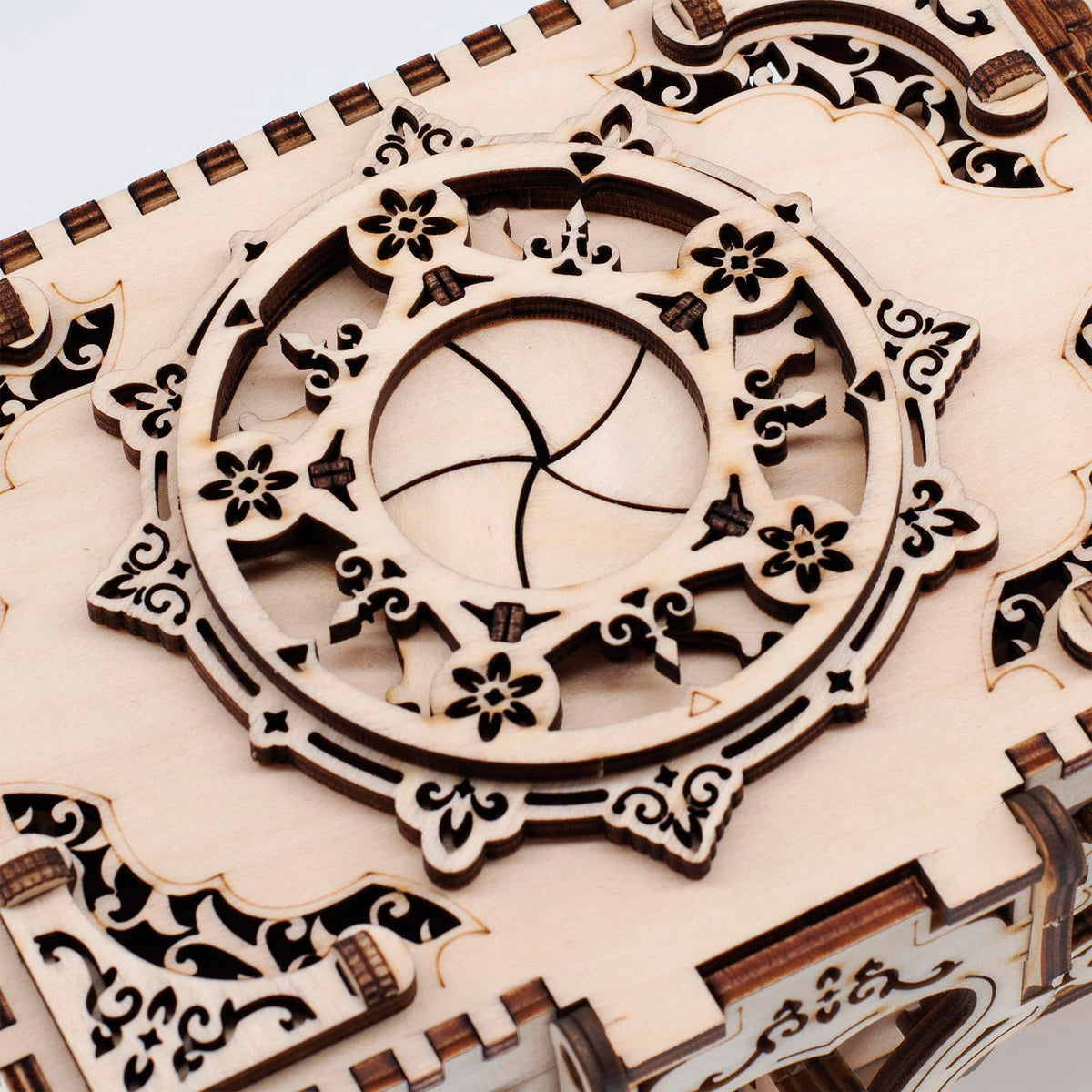 Mechanical puzzle parts showing precision fit and durable wood by Buildixel.