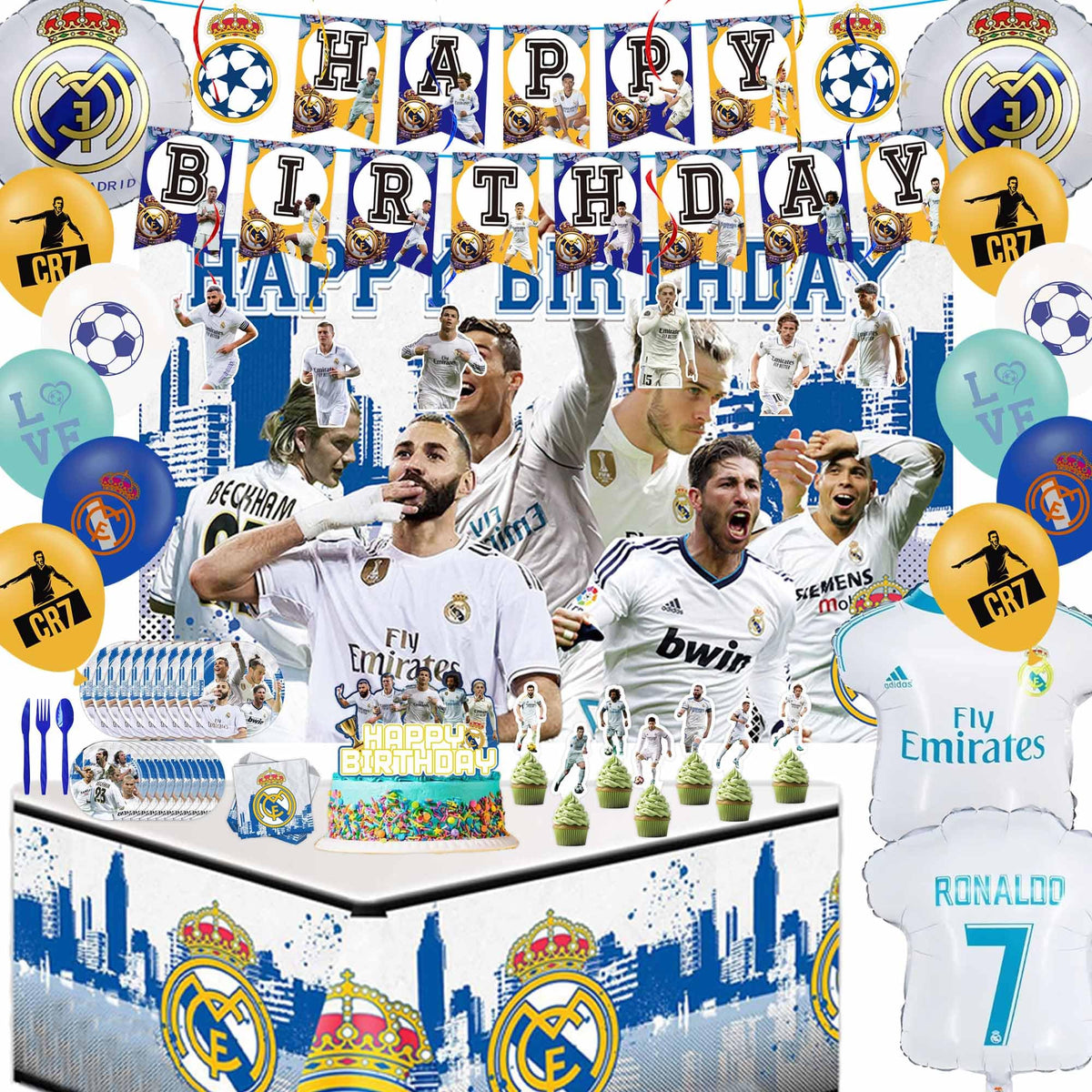 Bulalu football balloons set enhances kid party decor with vibrant team colors for photos.