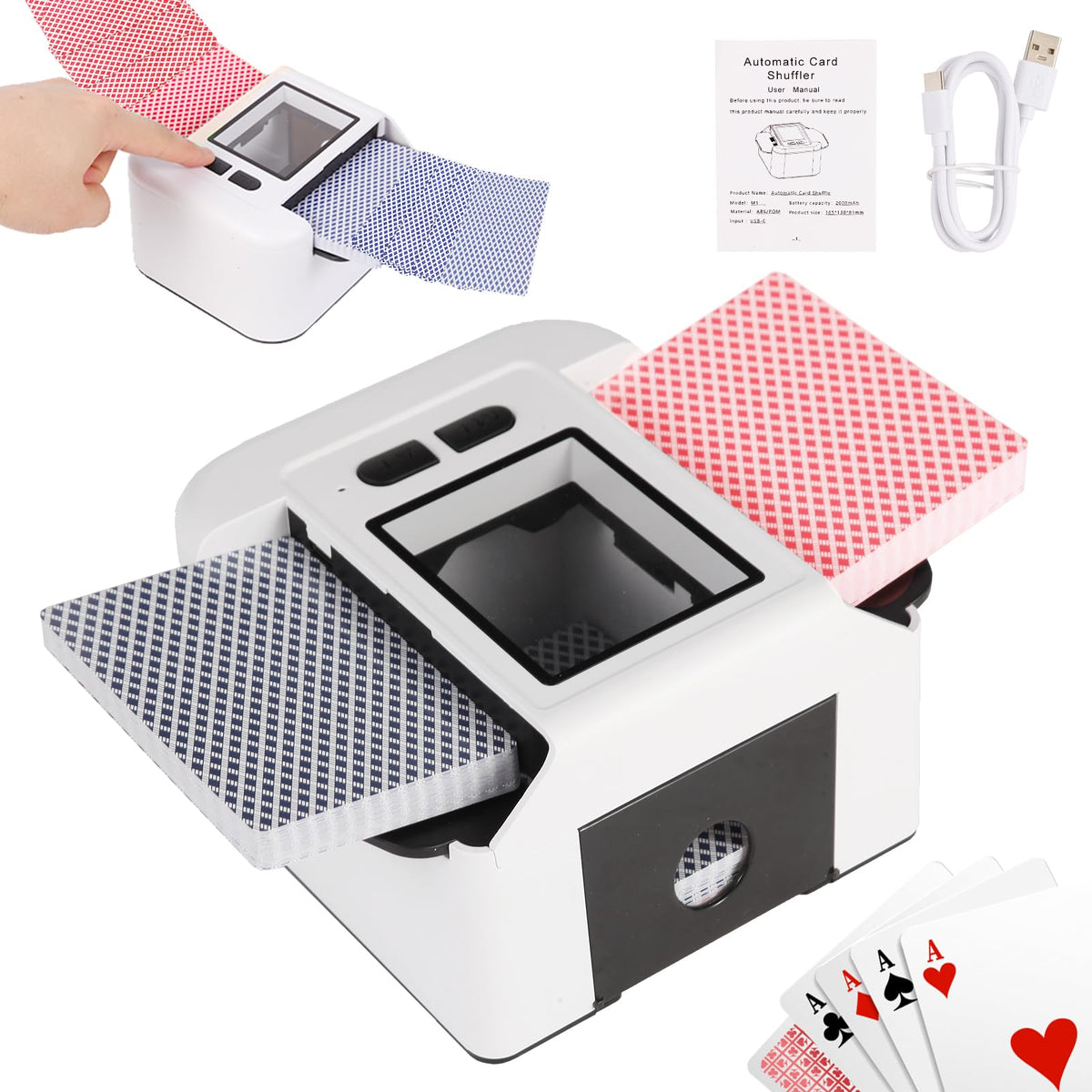 Buldoospok automatic shuffler for 1-2 decks delivering smooth, consistent shuffles.