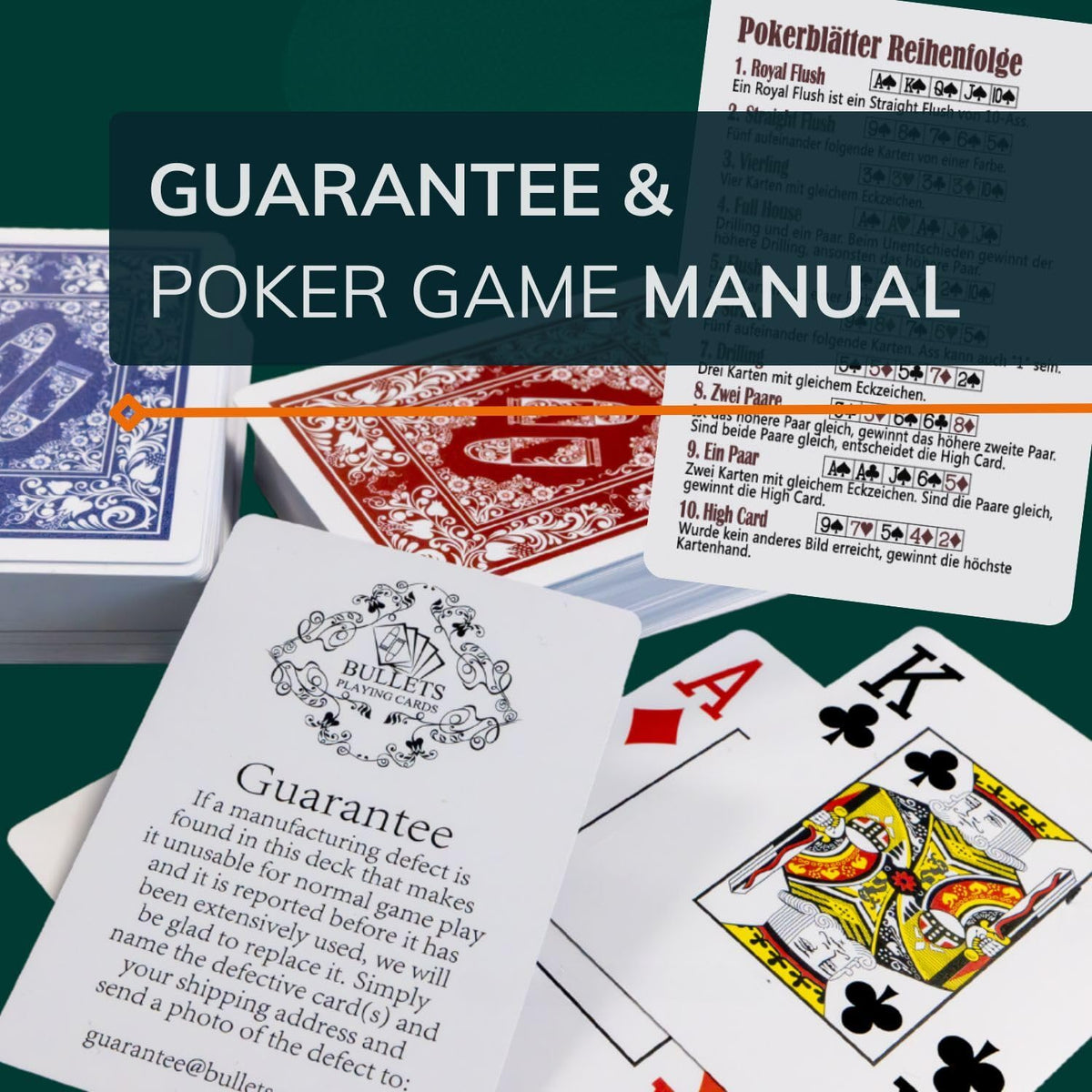 Bullets Playing Cards smooth front finish, effortless shuffling for everyday play.