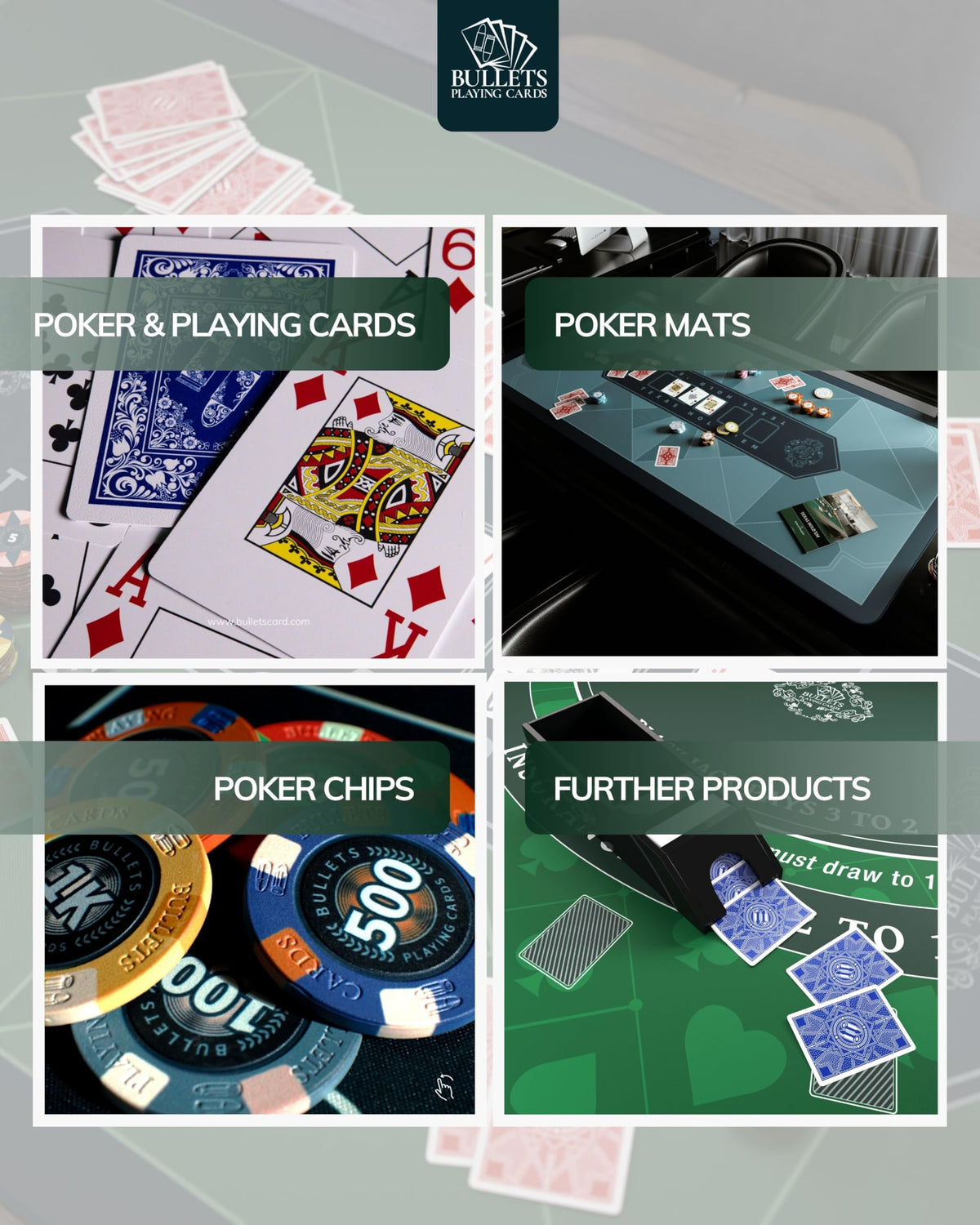 Bullets Playing Cards textured back, secure grip for confident play indoors or outdoors.
