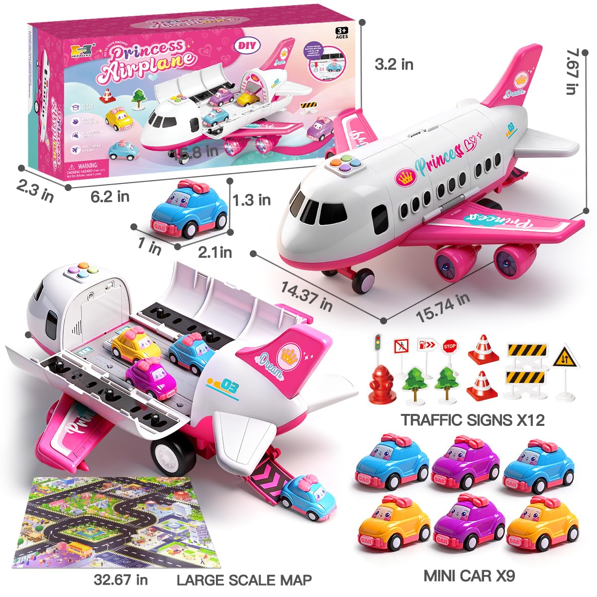 Bulucoben airplane with bright lights and sound buttons as kids pretend takeoff.