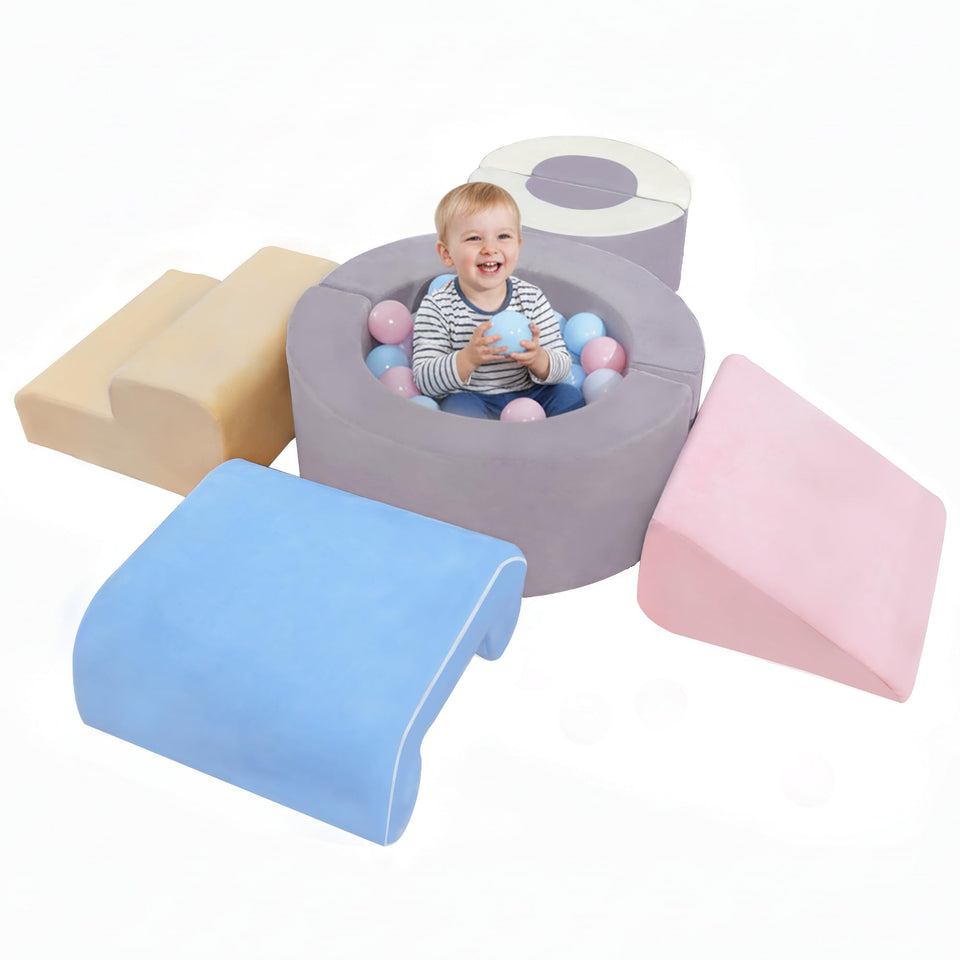 BUMNANA seven-in-one foam climbing set for versatile indoor toddler play