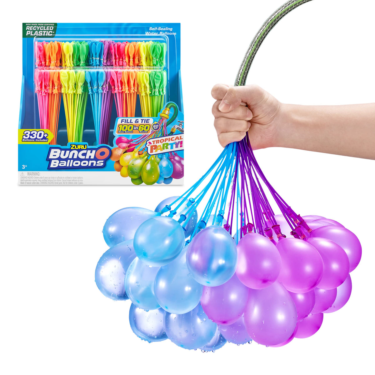 Bunch O Balloons tropical party balloons after rapid fill and seal