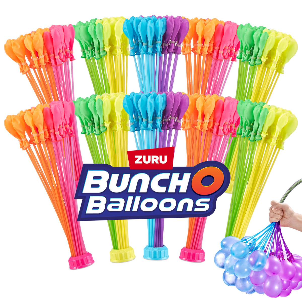 Bunch O Balloons Tropical Party stems ready for fast hose filling