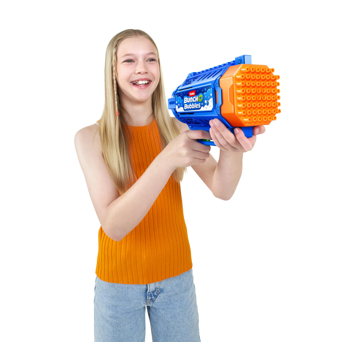 Bunch O Bubbles motorized bubble blaster outdoor action for party-ready atmosphere.