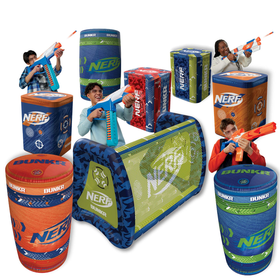 BUNKR Battle Zones barrels inflate for durable, quick battlefield setups.