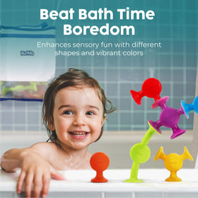 BUNMO suction bath toys assembling colorful towers in tub