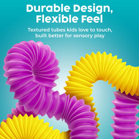 BUNMO Pop Tubes crinkle close-up showcasing flexible links that connect to build shapes.