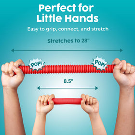 BUNMO Pop Tubes stretch-and-connect for hands-on assembly of toy tracks and structures.