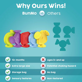 BUNMO sensory bath toys suit bathtubs, sinks, and highchairs