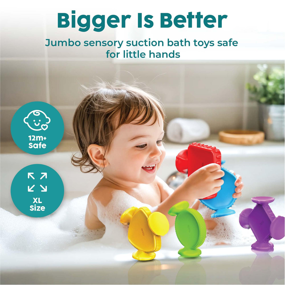 BUNMO textured silicone bath toy with varied textures for grip and exploration