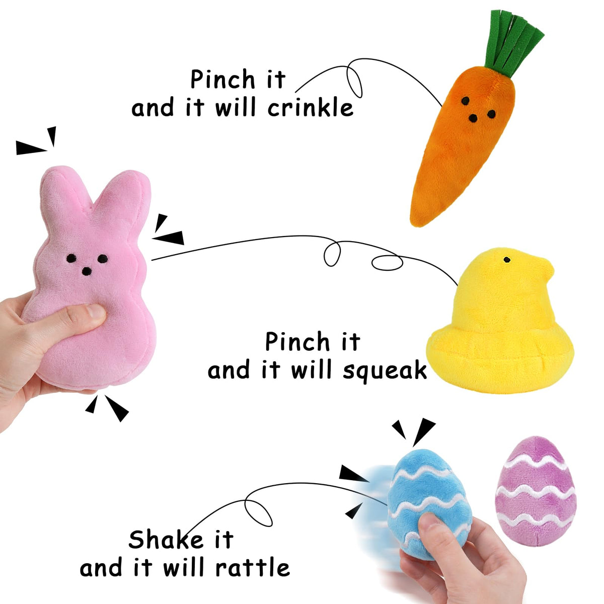 Bunny Chorus Easter egg plush toys with gentle sounds for baby exploration