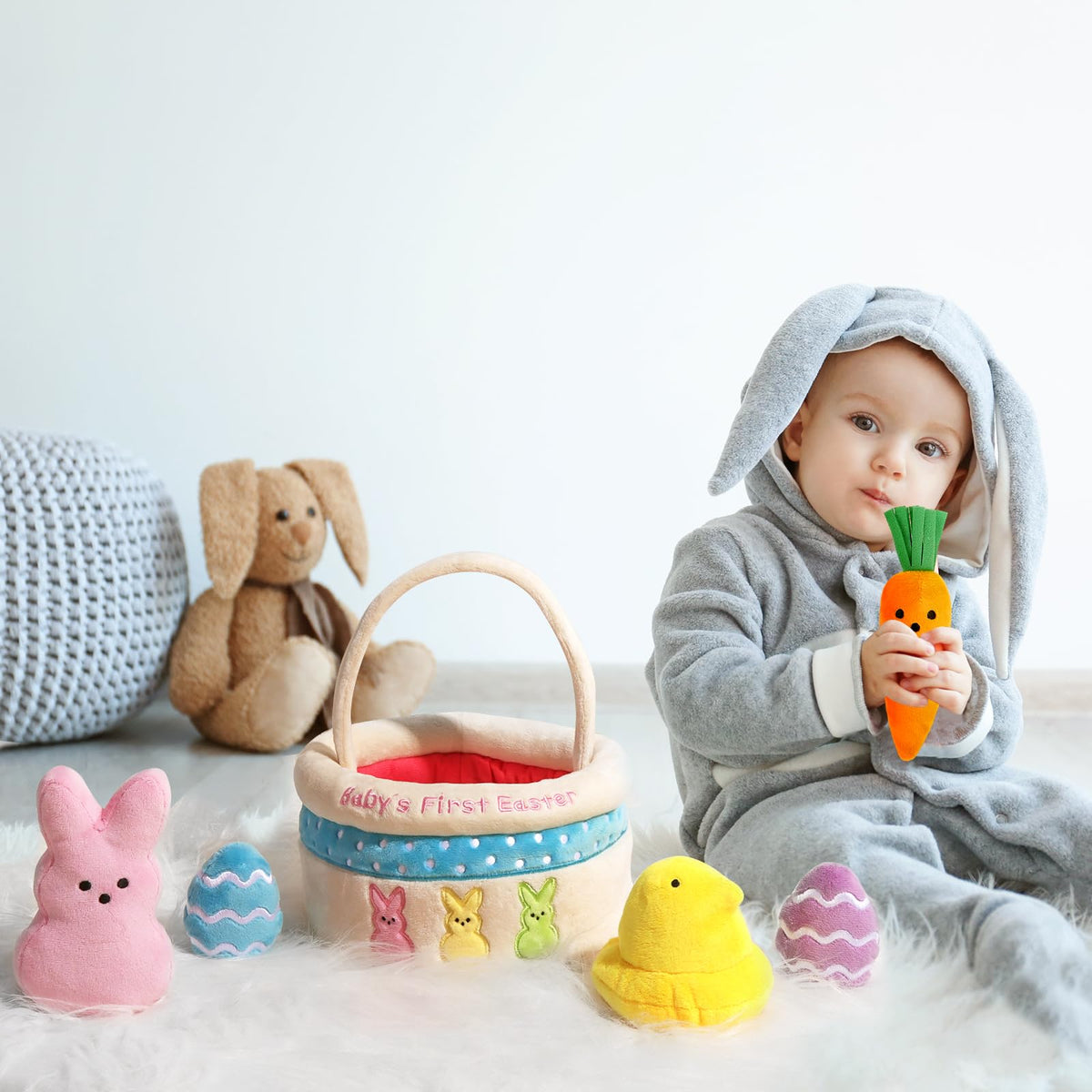 Bunny Chorus plush carrot toy offering tactile play for curious infants