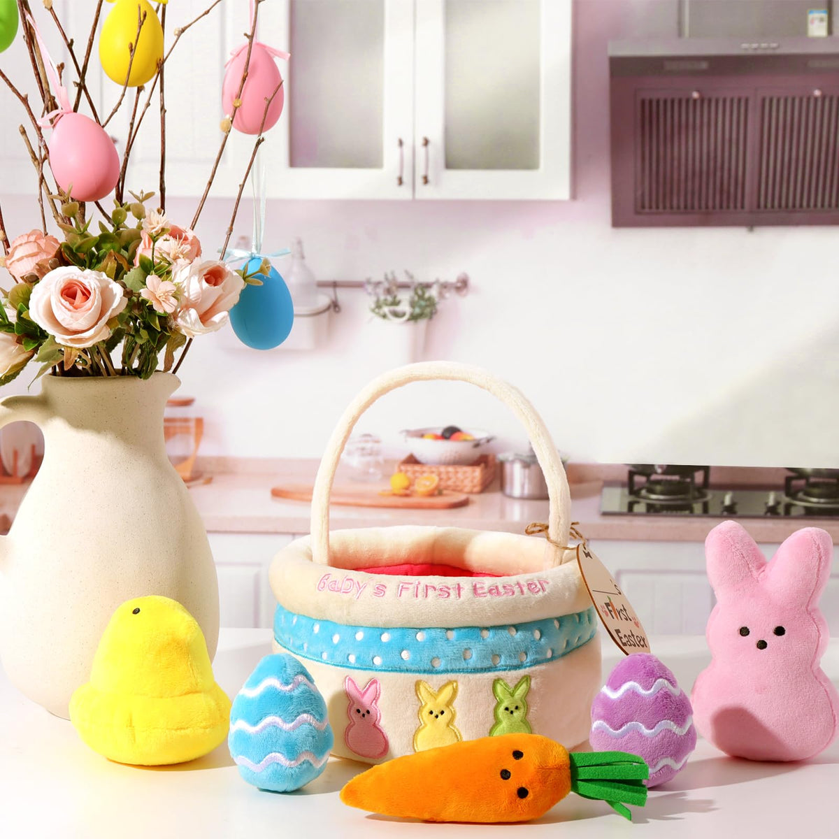 Bunny Chorus soft Easter basket made with baby-safe materials
