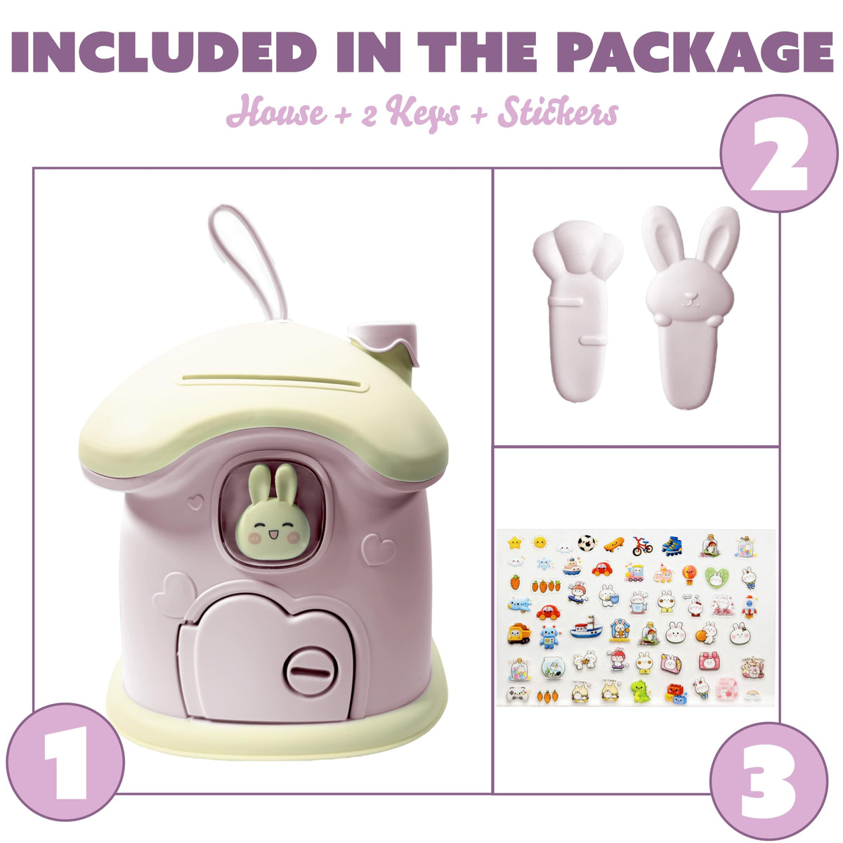 BunnyBank portable handle makes it easy to transport savings anywhere.