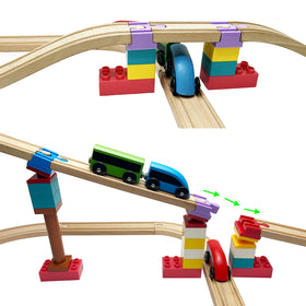 Bunu1492-compatible wooden tracks from multiple brands shown together for compatibility.