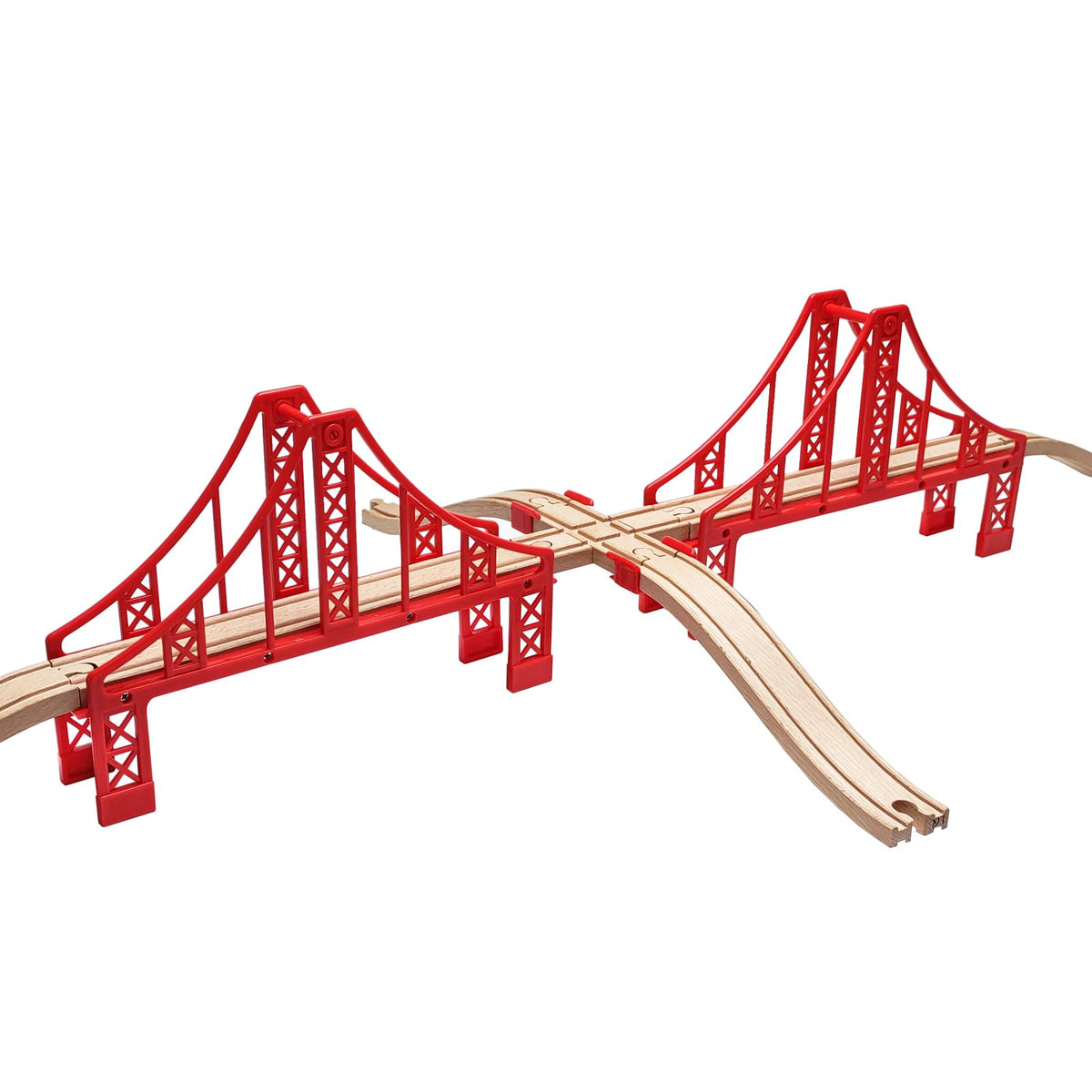 Bunu1492 wooden train track bridge with sturdy construction for imaginative layouts.