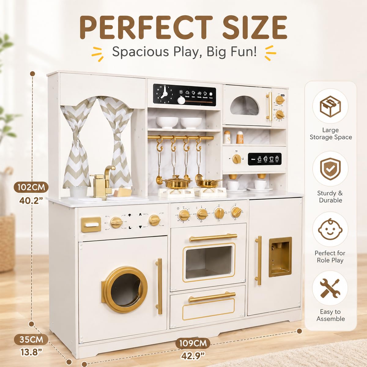 Buoyantkids wooden play kitchen sink with faucet for hands‑on play