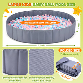 Burbell foldable ball pit with portable storage bag for indoor or outdoor use