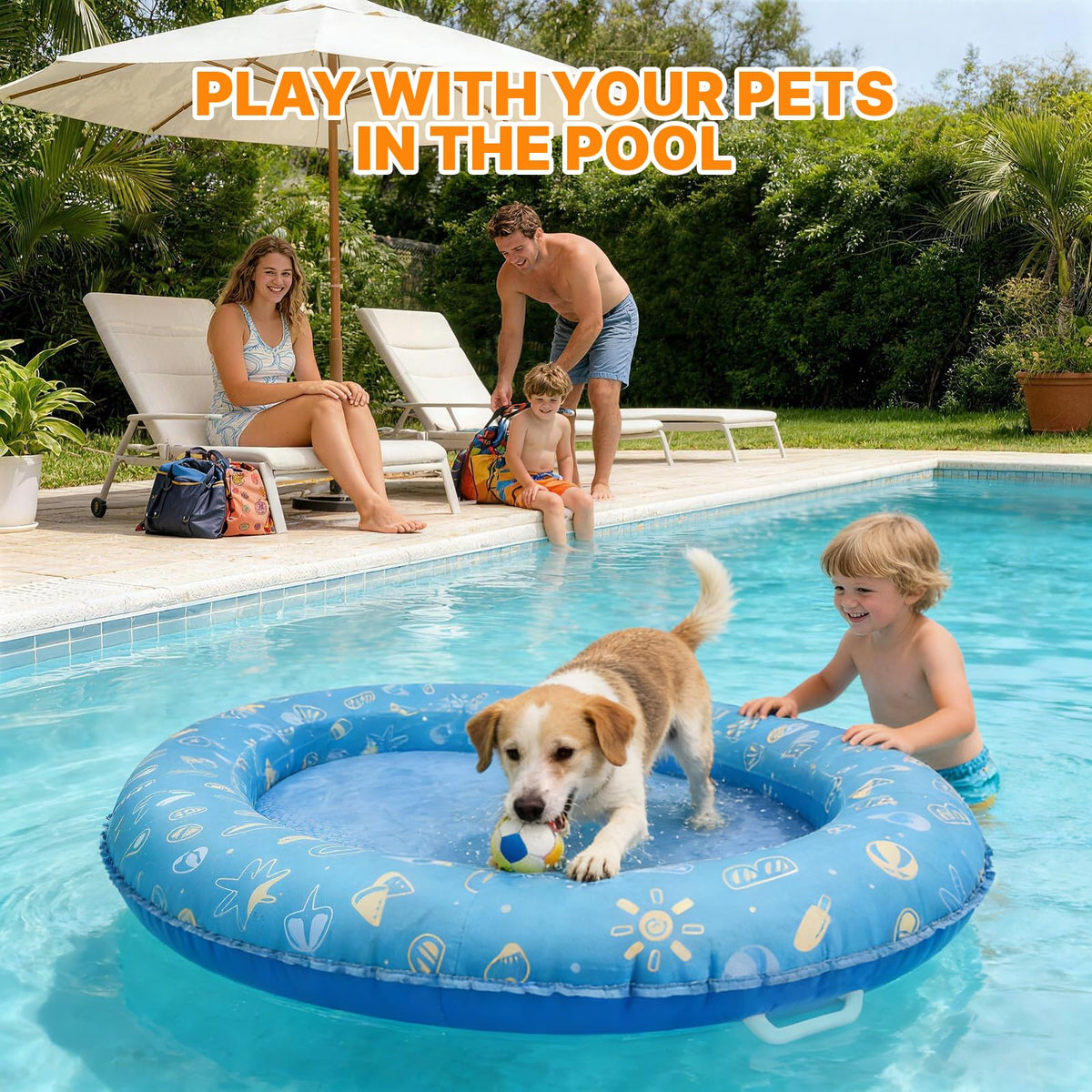 BurgeonNest dog pool float raft reinforced stitching for reliability.