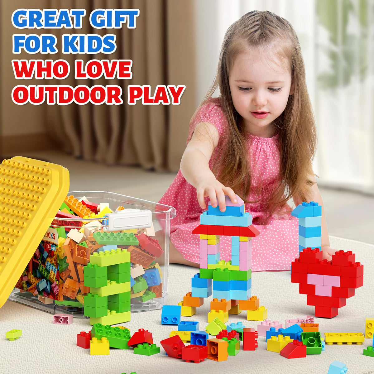 burgkidz bricks in 8 colors support color recognition during hands-on activities.