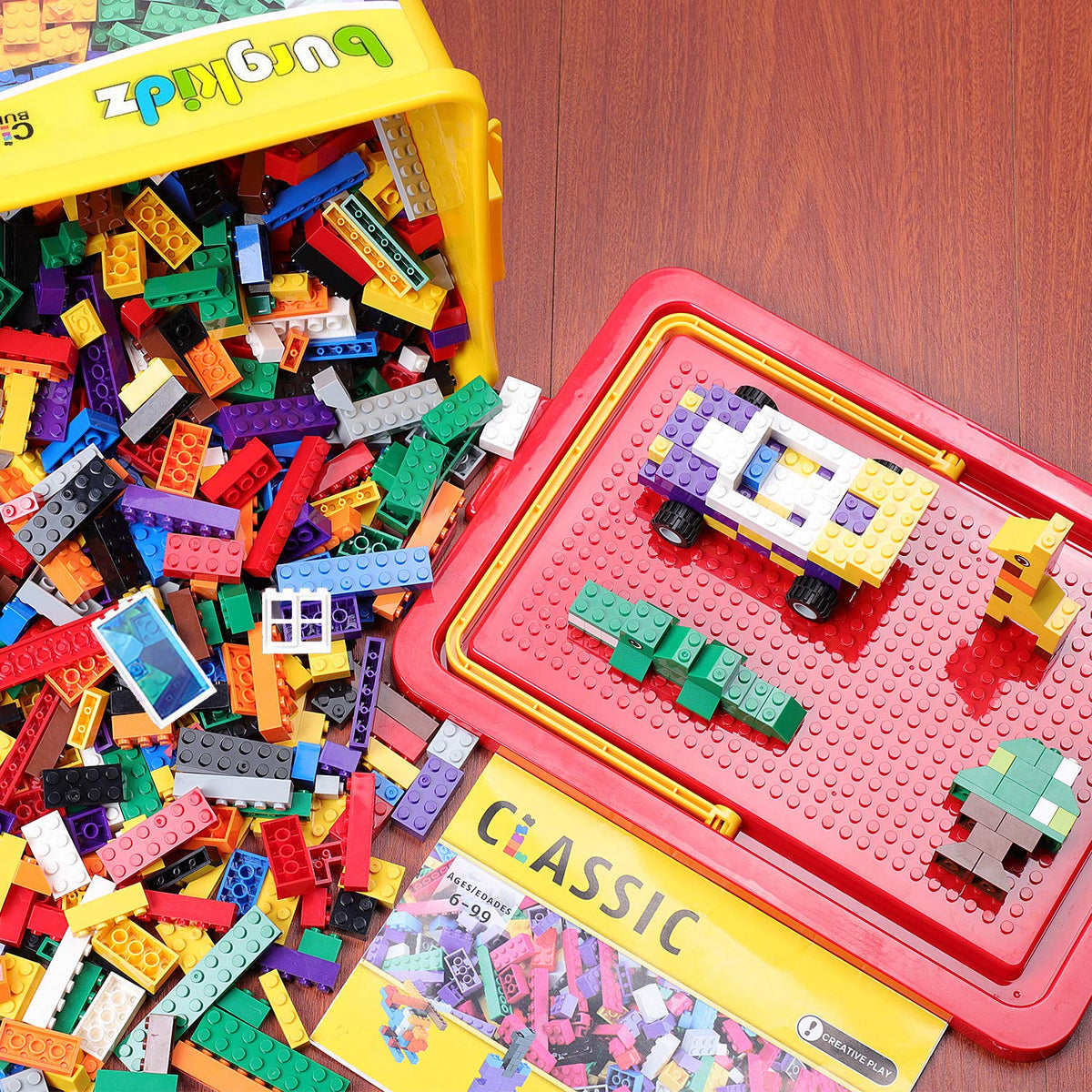 burgkidz Building Bricks wheel sets enable rolling vehicle builds and play.