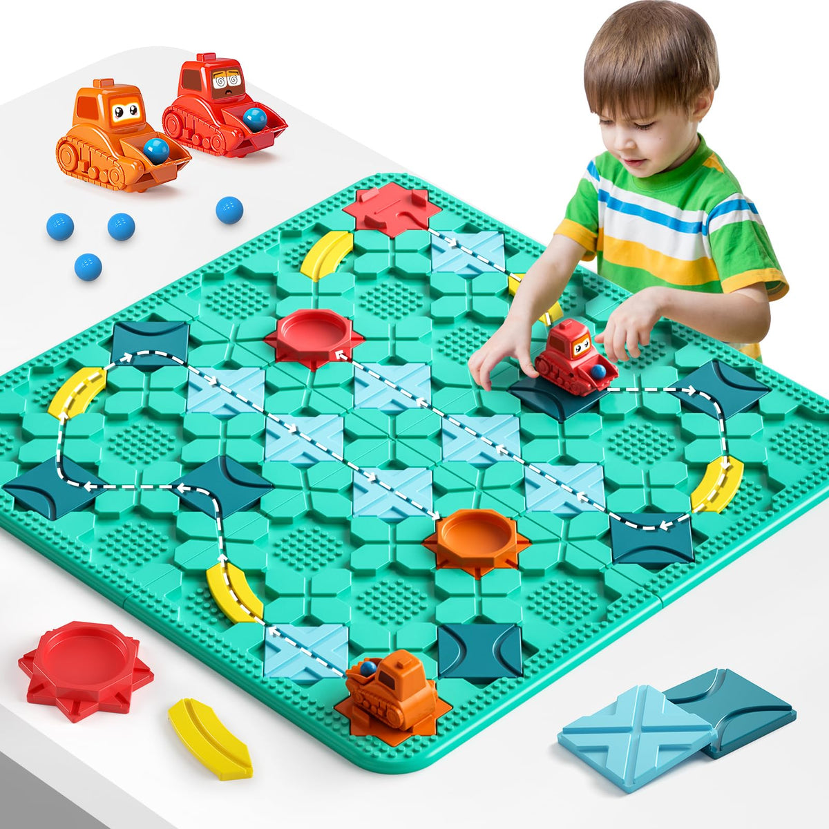burgkidz logical road builder board with colorful tracks encouraging problem solving