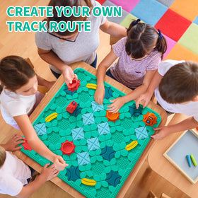 burgkidz logical road builder marble reaches finish after winding through tracks