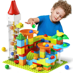 burgkidz marble run elevator top view shows motorized lift for endless play