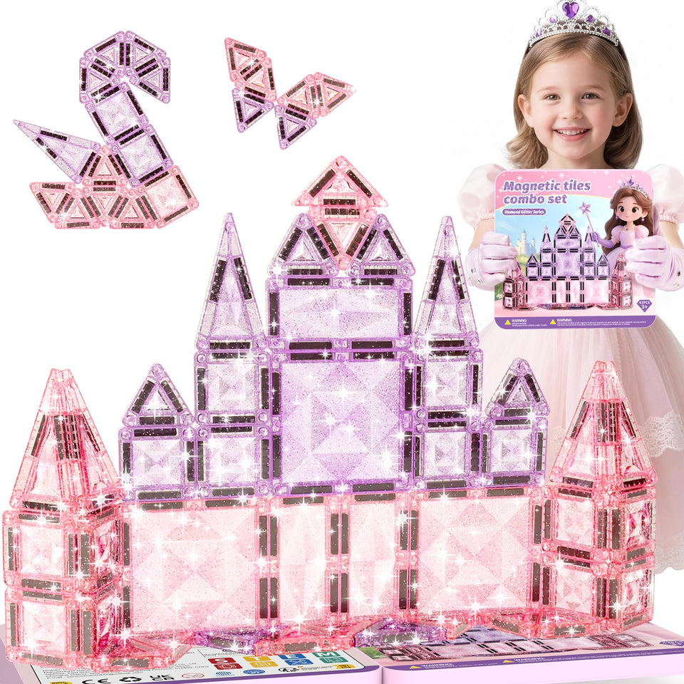 Burgkidz Princess Tiles gift tin with pink and purple glitter for sparkling unboxing