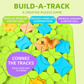 burgkidz squirrel-car track demonstrates cause-and-effect as kids guide the pine nut