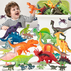 BURIESUR 28-piece dinosaur set with case for organized play.