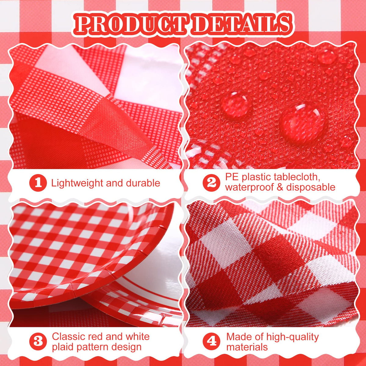 Buryeah 9-inch dinner plates in gingham for versatile meals