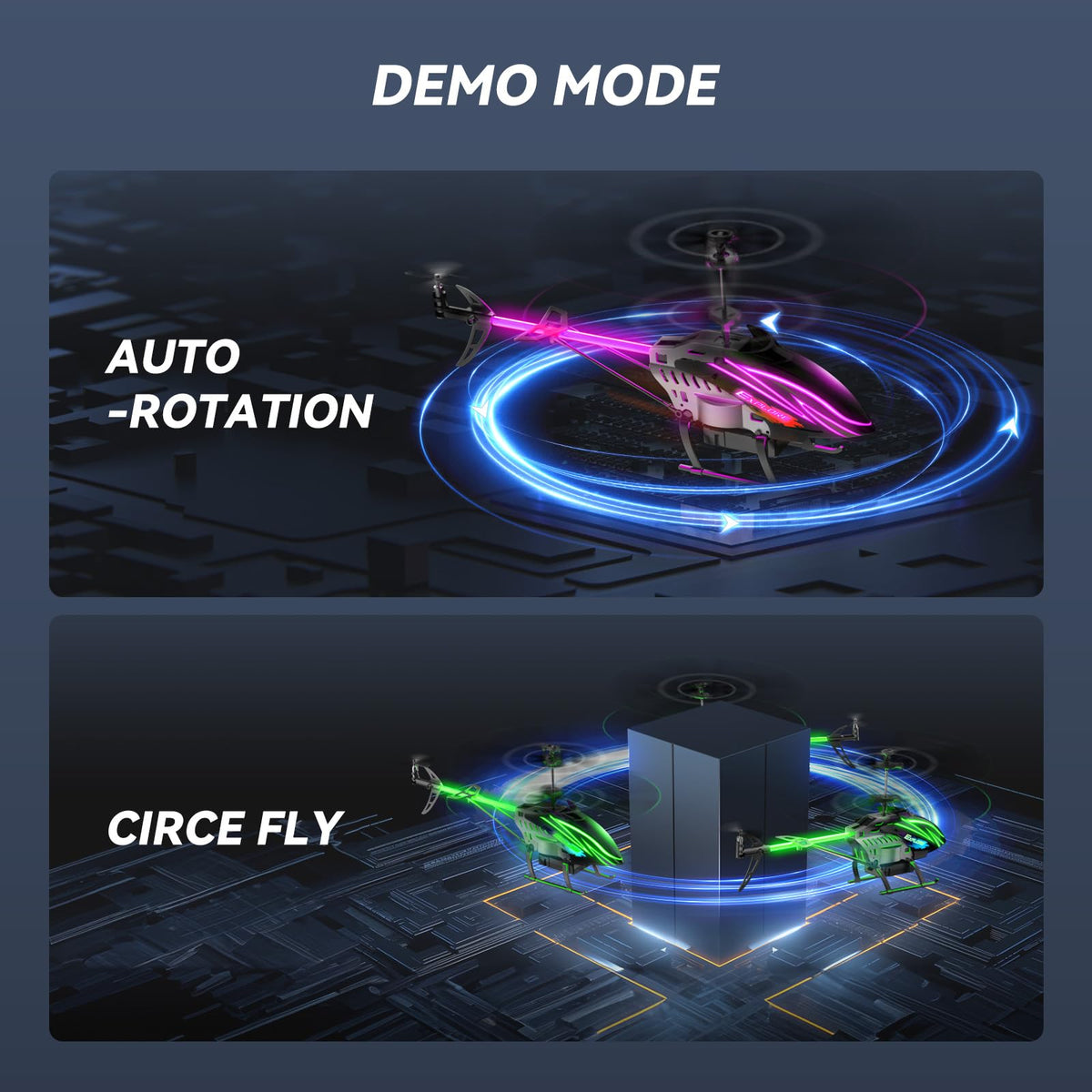 BUSSGO RC helicopter durable PVC body cushions crashes during play.